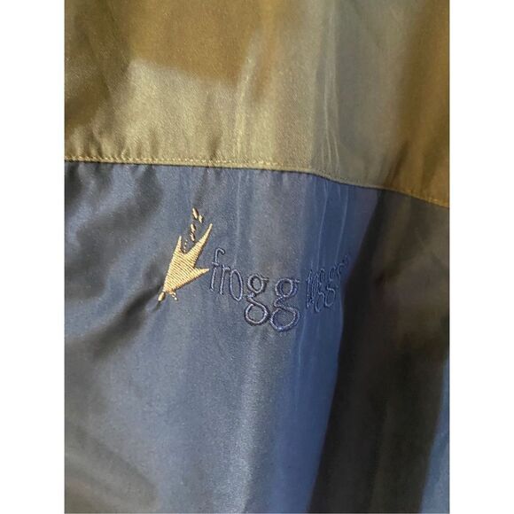 Frogg Toggs M-L Mens rain jacket collar hood blue gray Color Block Nwot - Picture 2 of 9